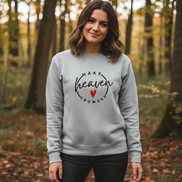 Make Heaven Crowded Sweatshirt - Sports Grey with Black Stitching and Red Heart