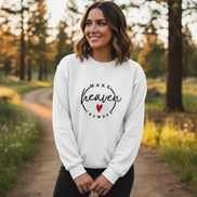 Make Heaven Crowded Sweatshirt - White with Black Stitching and Red Heart