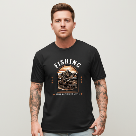 Male model wearing fishing t-shirt