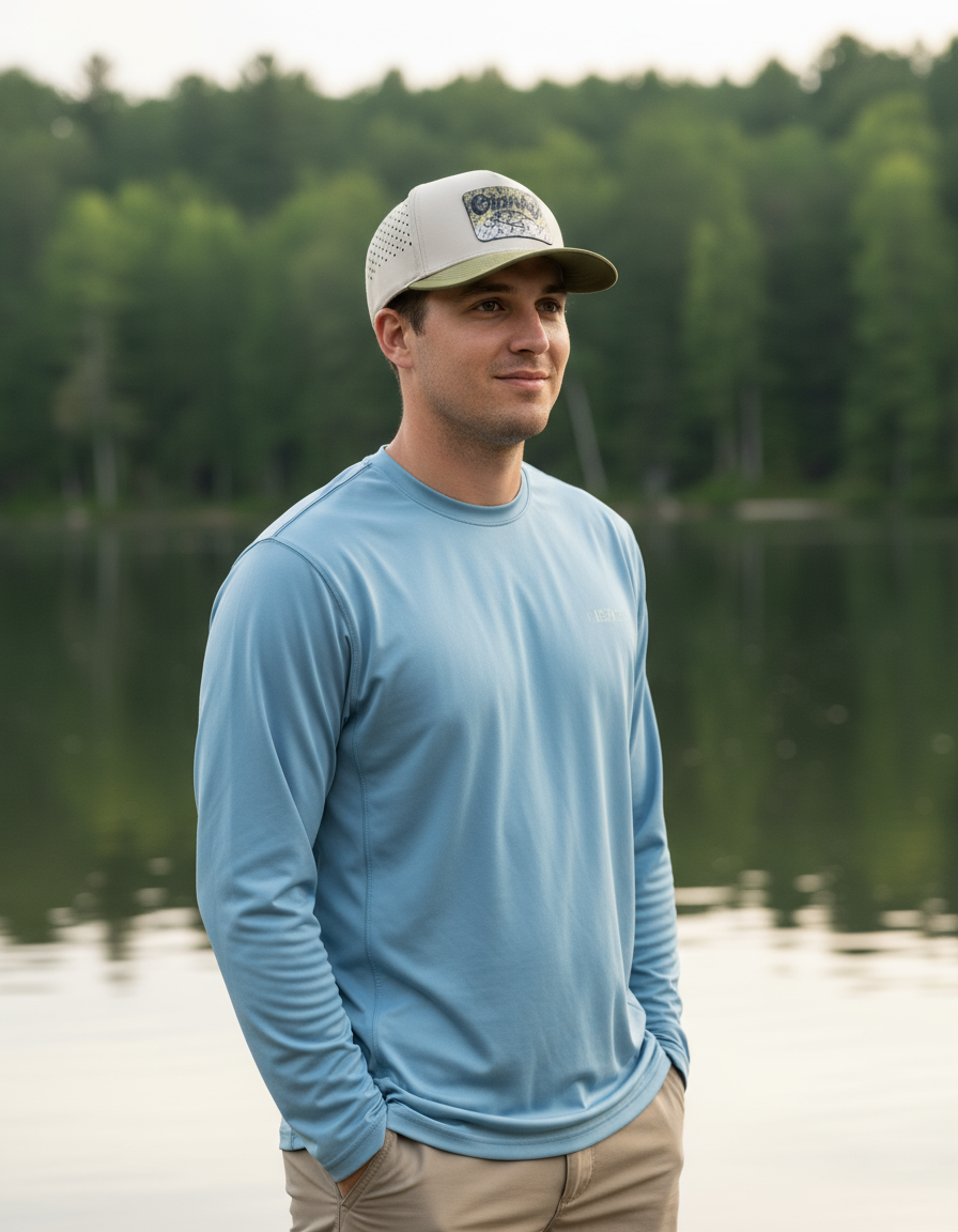 Male Model Wearing Large Mouth Bass Fishing Hat