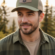 Male model wearing Moose with Sunglasses Hat - close-up