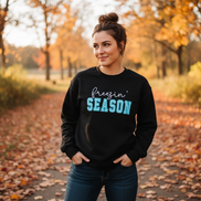 Model wearing Freezin' Season sweatshirt