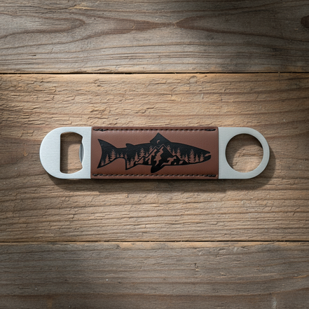 Mountain Trout Bottle Opener Minimal Rustic Mockup