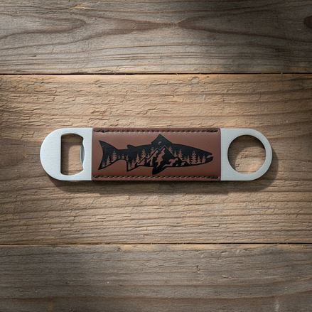 Mountain Trout Bottle Opener Minimal Rustic Mockup