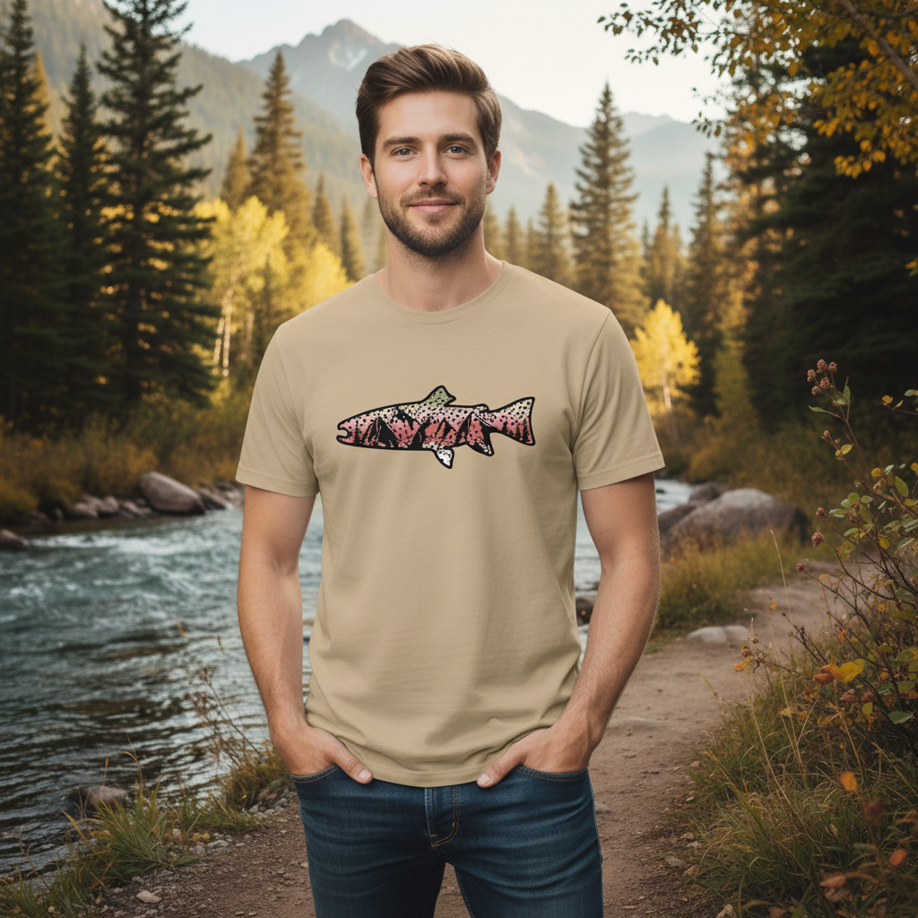 Rainbow Trout T-Shirt in Sand Gildan