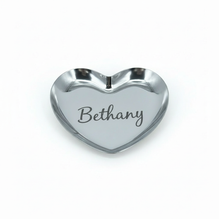 Silver Heart Ring Dish with Bethany