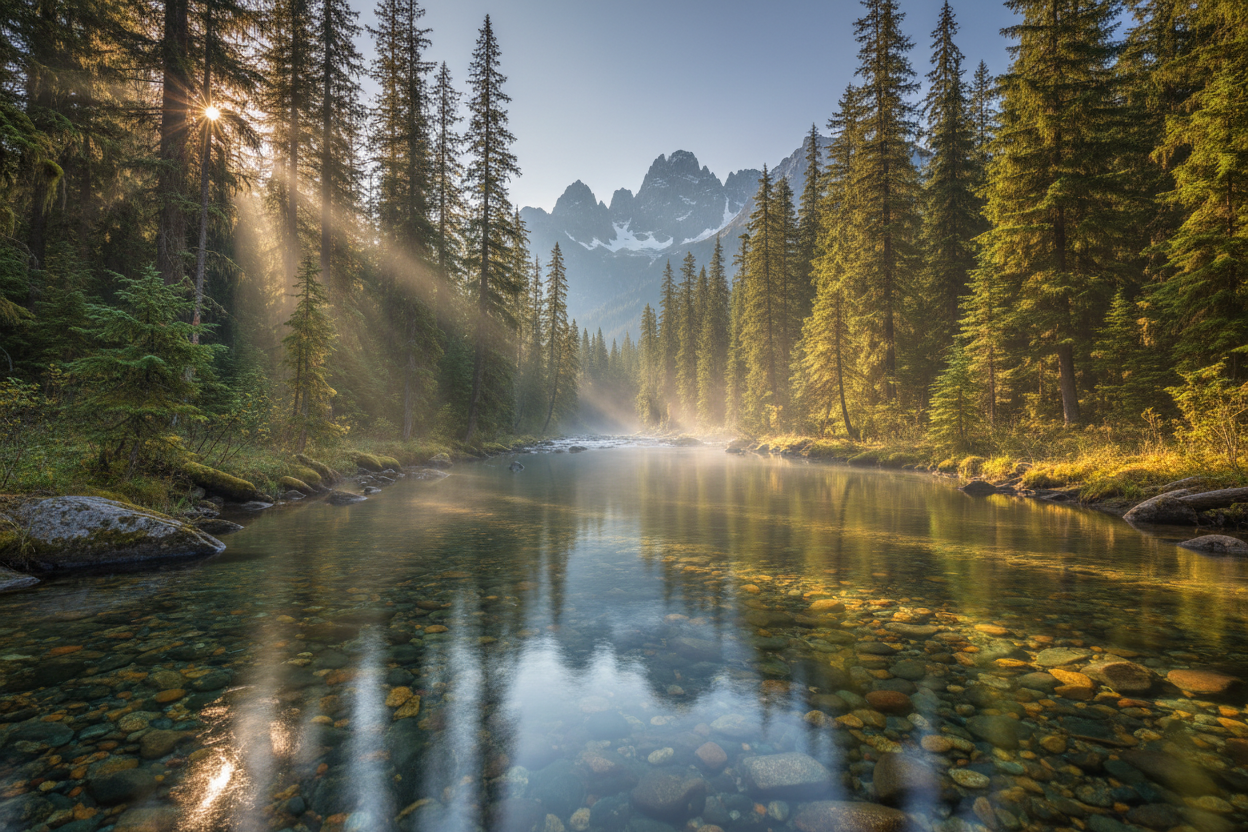 Stunning river wilderness scene