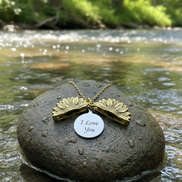 Sunflower pendant with I Love You engraving