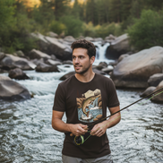 Trout T-Shirt Dark Chocolate Close-Up