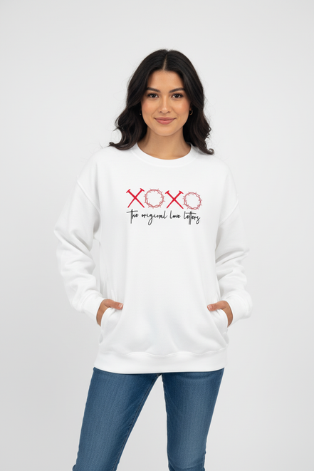White Love Letters Sweatshirt - Black Text
