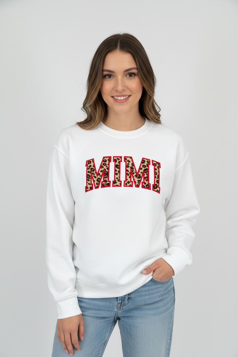 White Mimi Leopard Print Sweatshirt