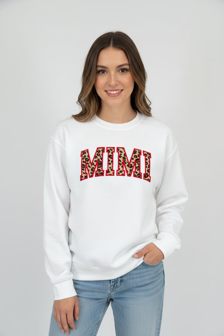 White Mimi Leopard Print Sweatshirt