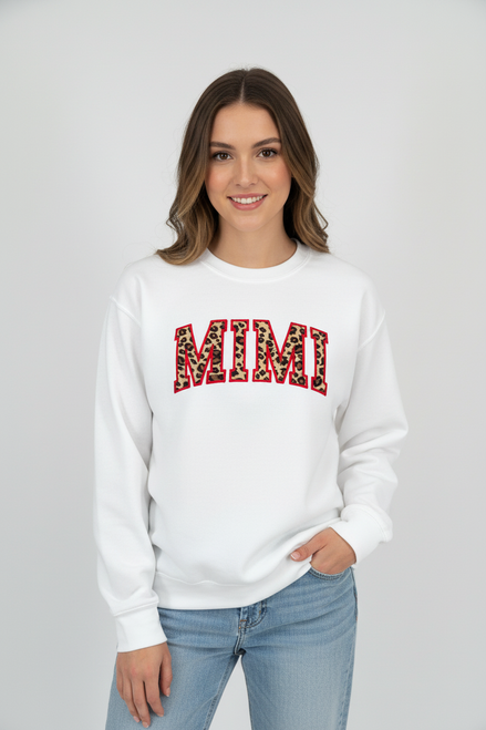 White Mimi Leopard Print Sweatshirt