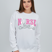 White embroidered nurse Sweatshirt with Silver Glitter Stethoscope
