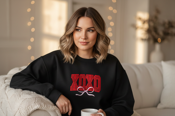 XOXO Coquette Sweatshirt with Glitter Mockup
